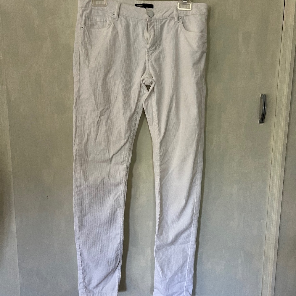 White corduroy slim pants from Maje